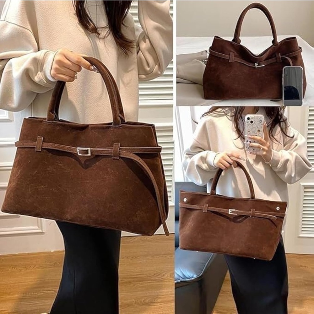 Elegant Brown Faux Suede Fall Bag 👜🍂 - Picture 3 of 6